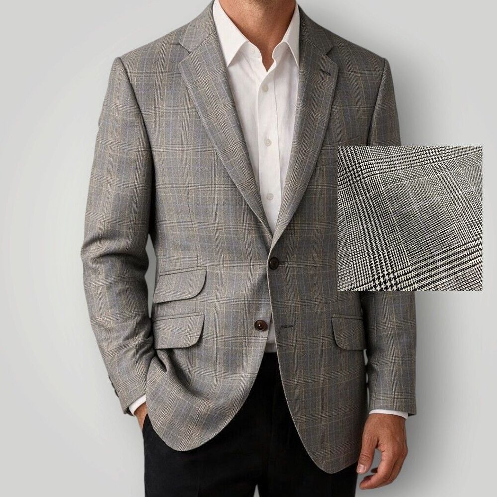 CHARLES TYRWHITT Mens Blazer Sport Coat 2-Button Suit Jacket 40S Gray Plaid Wool